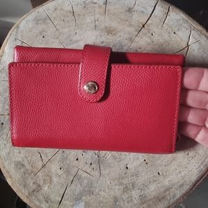 COACH Crossgrain Leather Phone Clutch True Red